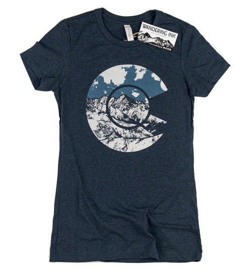 Colorado Tee - Heather Navy, Women's Shirts - Wandering Ink