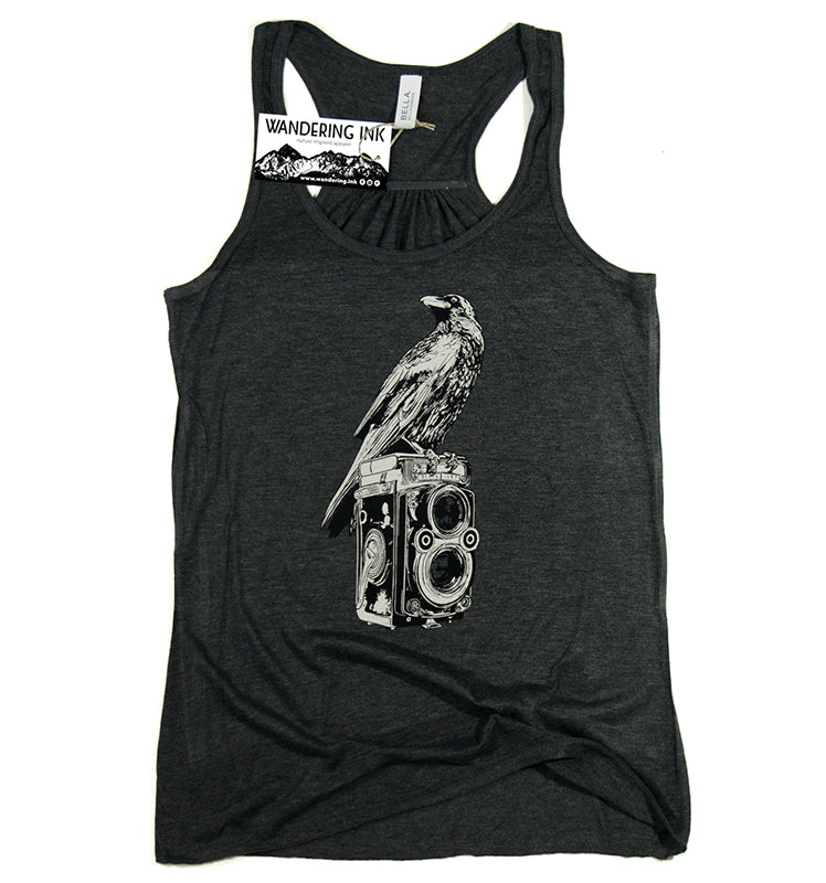 Crow & Camera Flowy Tank Top – Wandering Ink : Nature Inspired Apparel