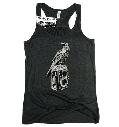 Crow & Camera Tank Top, Women's Shirts - Wandering Ink