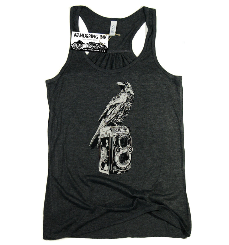 Crow & Camera Tank Top, Women's Shirts - Wandering Ink
